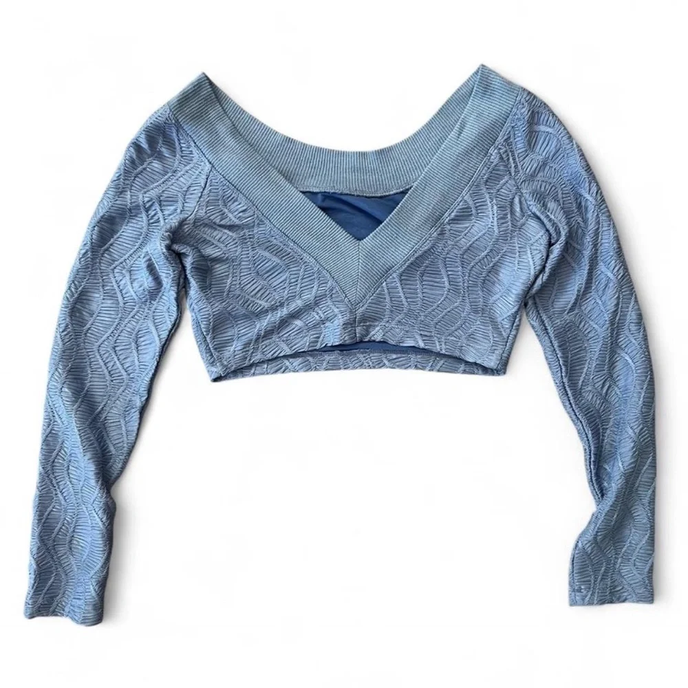 Free People Oakley Top Denim Grey Medium - Picture 2 of 8